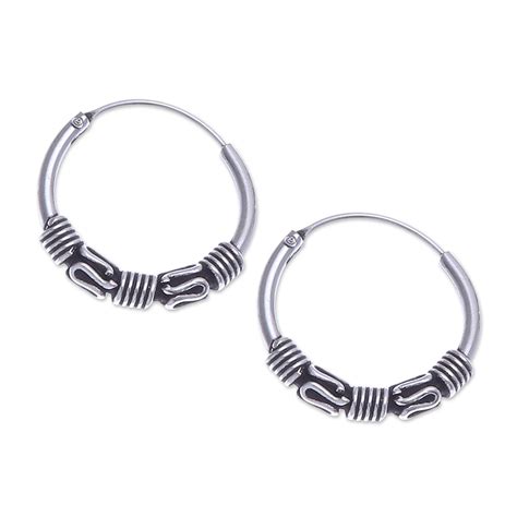 Traditional Thai Sterling Silver Hoop Earrings Set Of 3 Traditional Thailand Novica