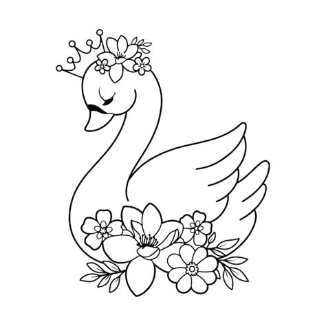 Premium Vector Hand Drawing Beautiful Swan Coloring Pages In Doodle