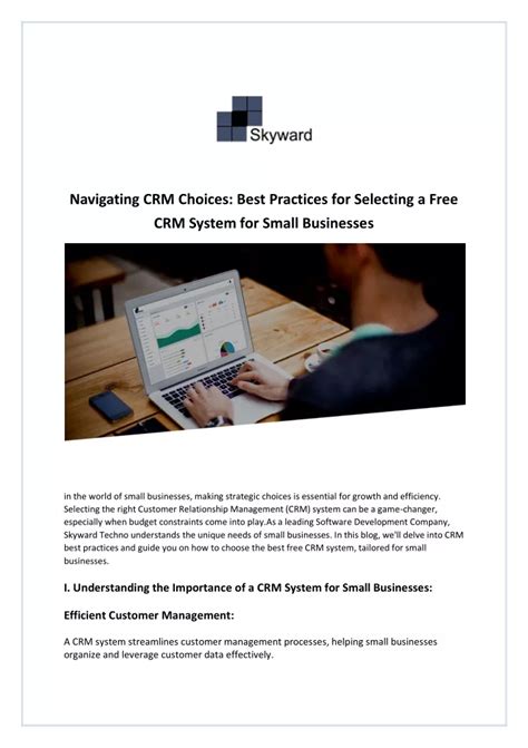 PPT Navigating CRM Choices Best Practices For Selecting A Free CRM