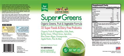 Country Farms Super Greens Drink Mix Natural Windmill Vitamins