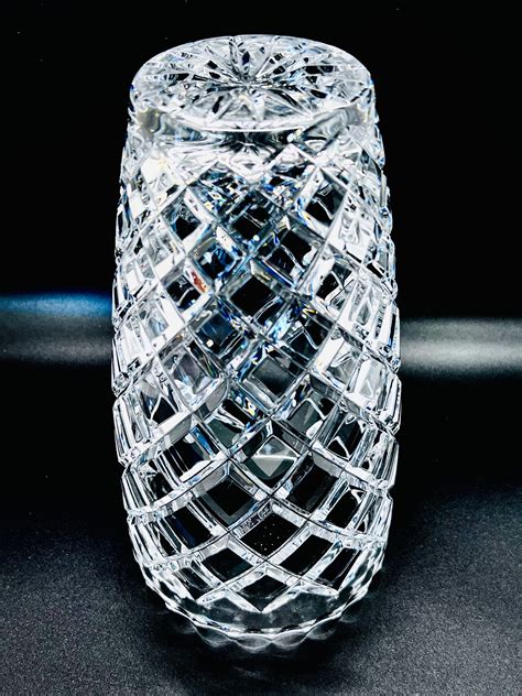 Vintage Cut Crystal Vase Large Crystal Table Vase Diamond Etsy