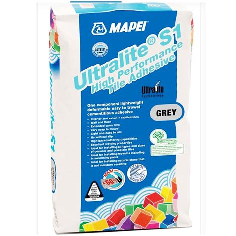 Mapei Adhesive Ultralite S1 Grey Stone Tile Adhesive Size Bag Of 13