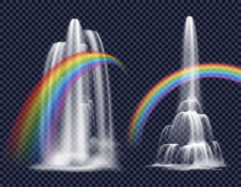 Free Vector Waterfalls And Rainbows Decorative Elements