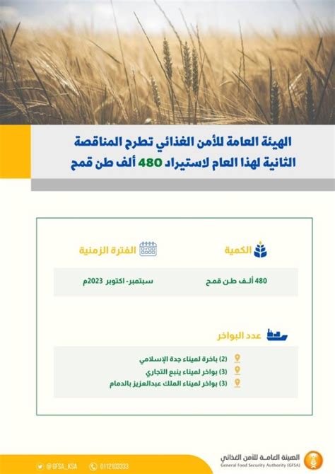 الهيئة العامة للأمن الغذائي تطرح المناقصة الثانية لهذا العام لاستيراد