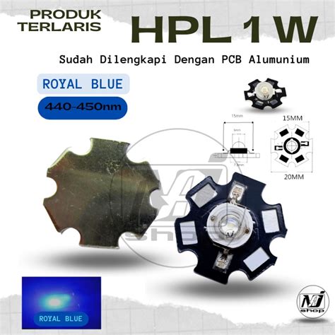 Jual LAMPU LED HPL HIGH POWER LED DIY 1 WATT WARNA ROYAL BLUE DENGAN