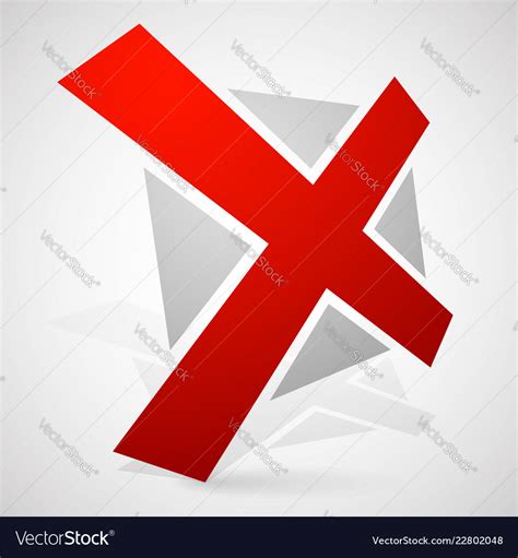 Red Cross X Shape Letter W Perspective Royalty Free Vector