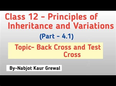 Ch Principles Of Inheritance And Variation Topic Back Cross And