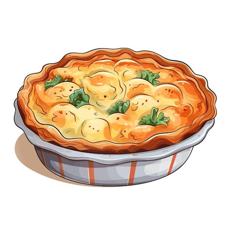 Premium Vector Chicken Pot Pie Vector Clipart White Background