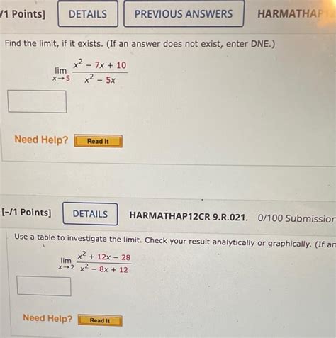 Solved 1 Points DETAILS PREVIOUS ANSWERS HARMATHAP Find Chegg