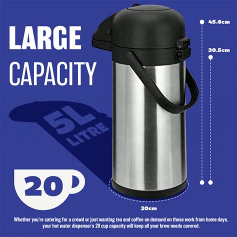 5L Airpot Tea Coffee Stainless Steel Air Pot Hot Drinks Flask Travel Vacuum New