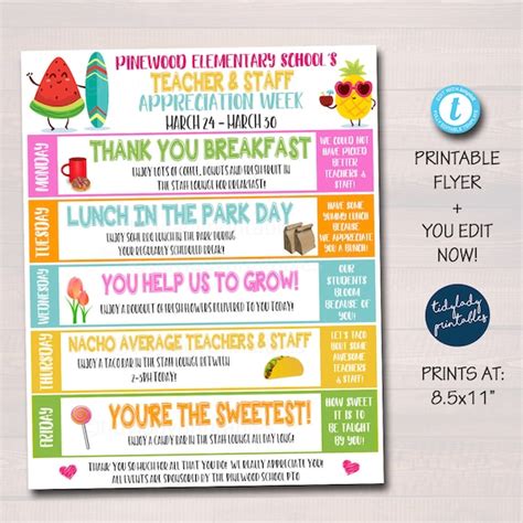 Teacher Appreciation Week Flyer Staff Invitation Printable Etsy