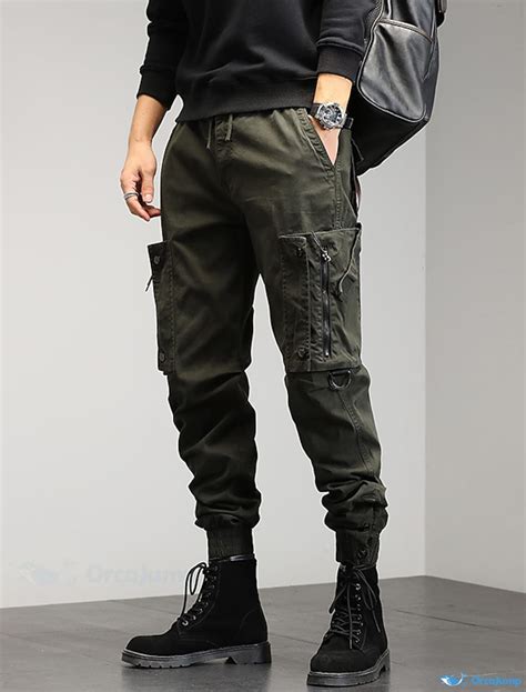 OrcaJump Mens Cargo Work Pants With Drawstring Waistband Multi