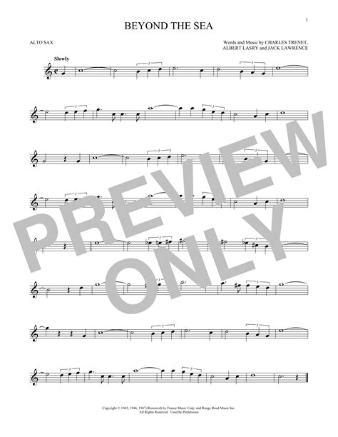 Beyond The Sea By Bobby Darin Sheet Music For Alto Sax Solo At Sheet Music Direct