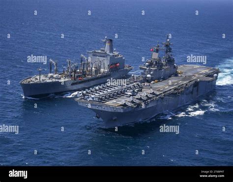 Usns Henry J Kaiser Conducts A Replenishment At Sea With Uss Essex