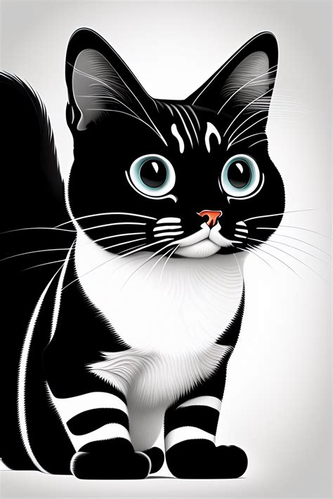 Lexica Simple Cartoon Happy Cat Black And White