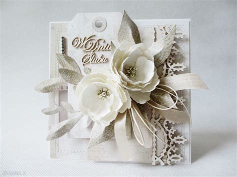 ręcznie robione scrapbooking kartki ślubna elegancja w pudełku