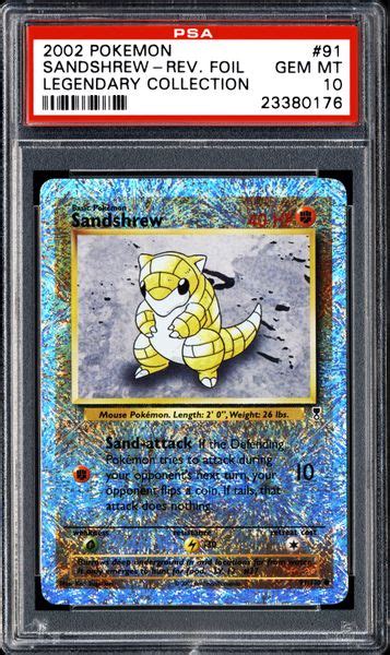 2002 Nintendo Pokemon Legendary Collection Sandshrew Reverse Foil Psa