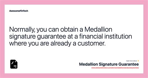 Medallion Signature Guarantee | AwesomeFinTech Blog