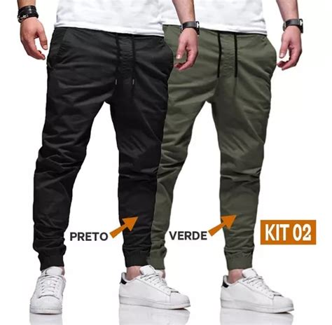 Kit 02 Calças Jogger Jeans Masculina Com Punho Elástico Escorrega O Preço