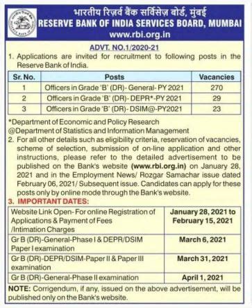 RBI Grade B 2021 Notification Released For 322 Vacancies Apply Online