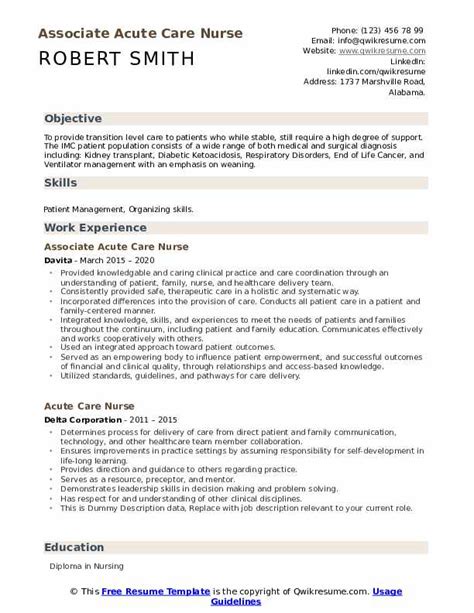 10+ Acute Care Nurse Resume Samples & Templates for 2025