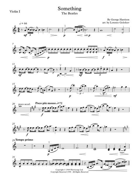 Something Arr Lorento Golofeev By The Beatles Sheet Music For String Quartet At Sheet Music