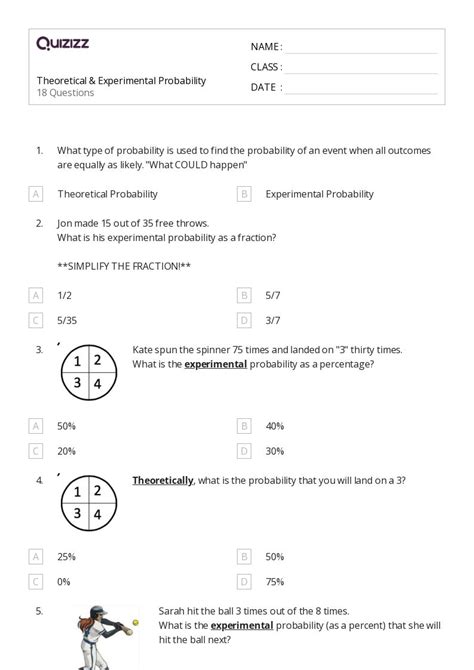 50+ experimental probability worksheets for 9th Class on Quizizz | Free ...