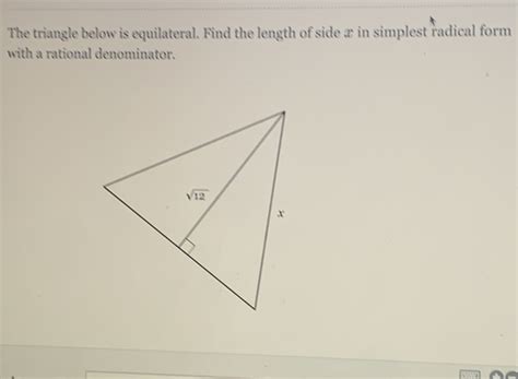 Solved The Triangle Below Is Equilateral Find The Length Of Side In