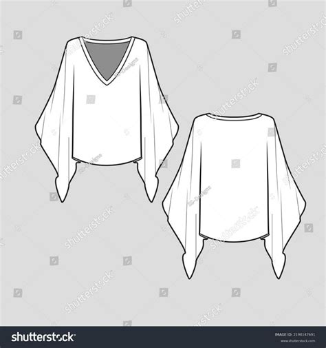 Kimono Sleeve V Neck Top Ruffles Stock Vector Royalty Free