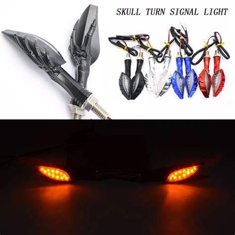 Pcs Universal Skull Ghost Hand Motorcycle Led Turn Signal Light Led