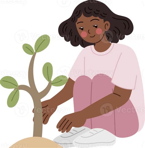 plantando árbol dibujos animados personaje 34373419 PNG