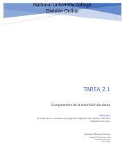 Tarea 2 1 docx National University College División Online National