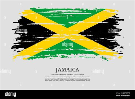 Bandera De Jamaica Con Efecto De Pincelada Y P Ster De Texto