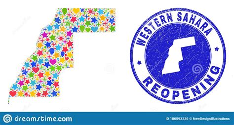 Reopening Western Sahara Map Collage And Scratched Stamp Stock Vector Illustration Of Country