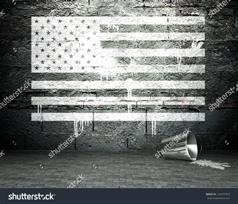 Graffiti Wall Usa Flag Street Art Stock Illustration 124477318 ...