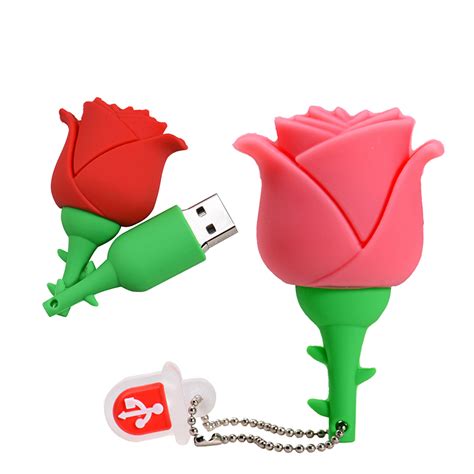 Cartoon Red Rose Usb Flash Drives 4gb 8gb 16gb 32gb 64gb Pink Memory Stick Creative T For