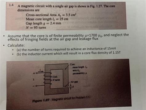 Solved A Magnetic Circuit With A Single Air Gap Is Shown Chegg