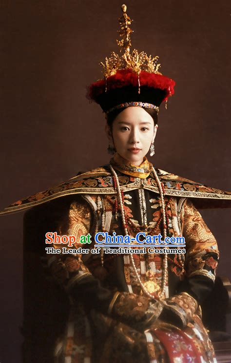 Chinese Traditional Qing Dynasty Empress Costume Ancient Manchu Palace