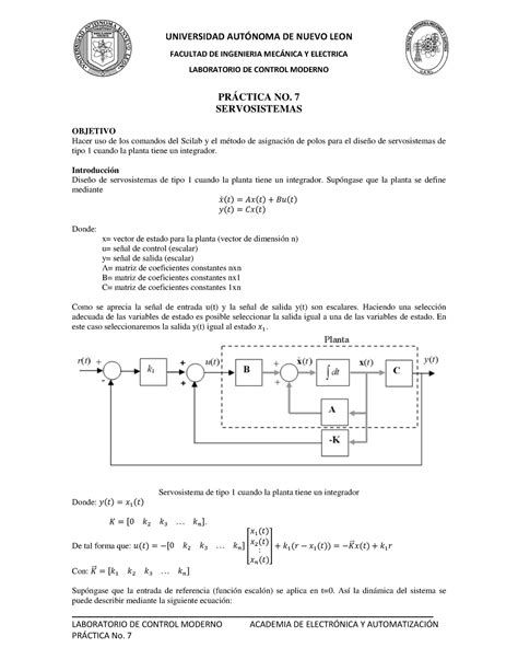 Cm Scilab Practica De Control Moderno Facultad De Ingenier A