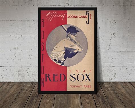 Boston Red Sox Print Vintage Baseball Poster Retro Etsy