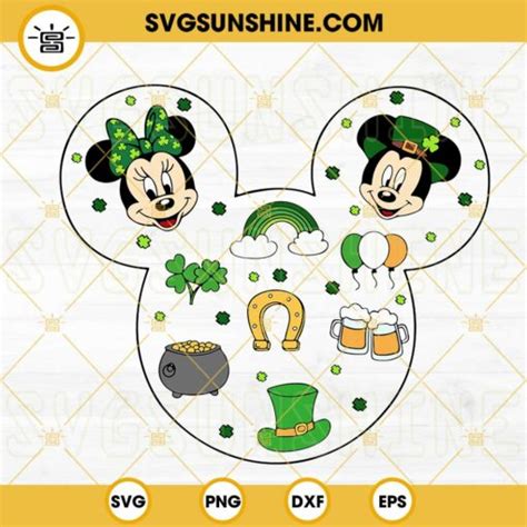 Mickey Head Patricks Day Svg Disney Mouse Lucky Svg Shamrock Svg