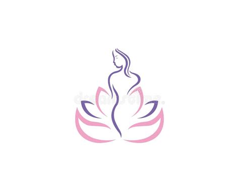 Yoga Woman Silhouette Pink Lotus Flower Background Logo Design Template