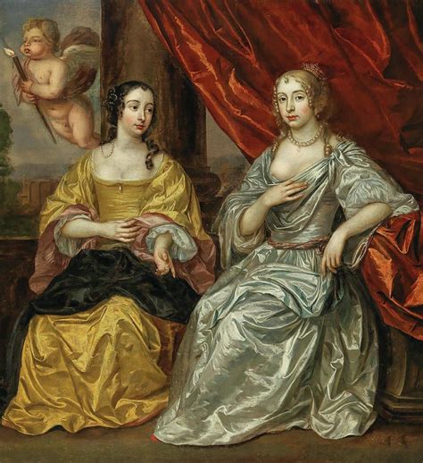 A Portrait Of Two Noblewomen With Cupid Painting By Jan Mijtens Pixels