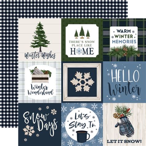 Welcome Winter 4x4 Journaling Cards 12x12 Patterned Paper Echo Park