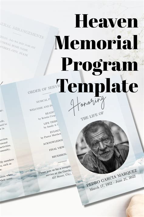 Funeral Program Template Memorial Service Program Template Etsy