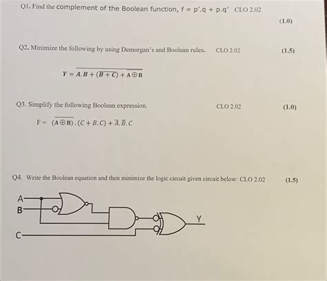 Solved Q1 ﻿find The Complement Of The Boolean Function