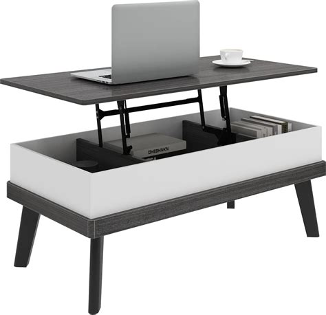 Amazon Soges Coffee Table Grey Wooden Lift Tabletop With Hidden