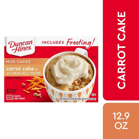 Duncan Hines Mug Cakes Carrot Cake Mix with Cream Cheese Frosting, 12.9 OZ