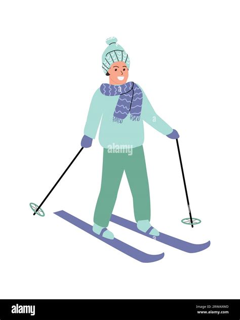 Happy Man Skiing Vector Illustration Isolated Stock Vector Image And Art