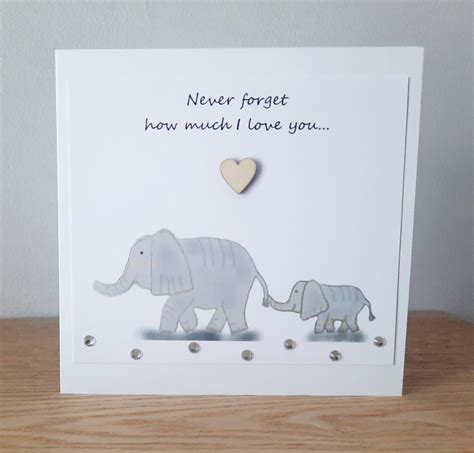 Mum And Baby Elephant Card Elephant Mothers Day Card Handmade